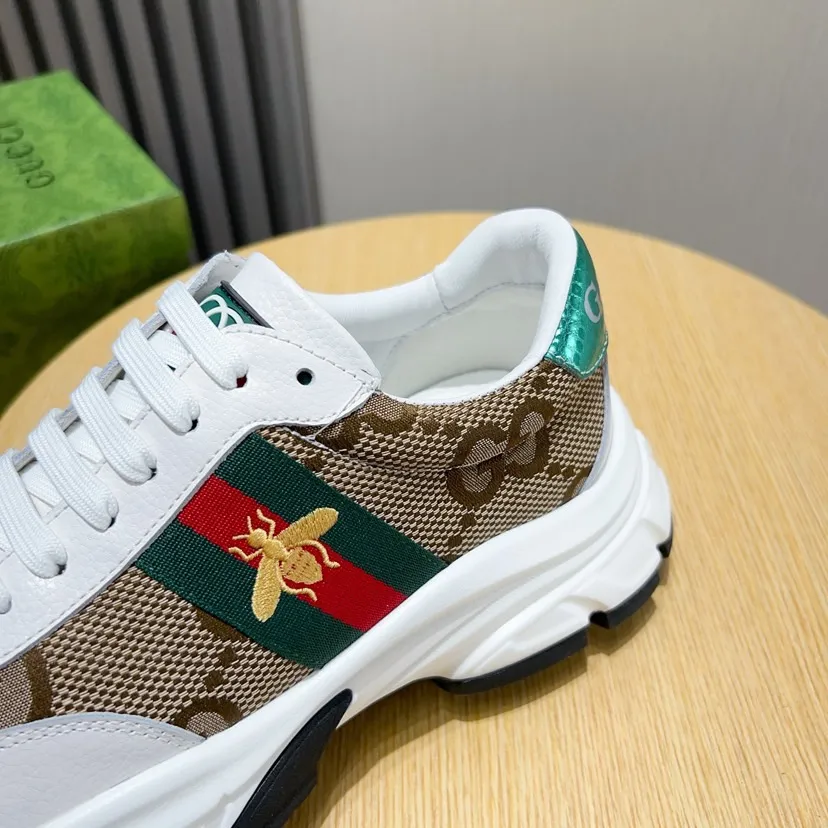 Factory P420💰[gucci] New original men's fashionable casual shoes, exclusive original mold opening, the upper is made of original fabric with first-layer cowhide, comfortable sheepskin lining, rubber combination, lightweight foaming, wear-resistant and non-slip outsole, comfortable to wear🎋Fine workmanship, worthy of wearing, comfortable to wear, impeccable quality and workmanship. Code number 38-44
